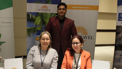 Equipo de la mayorista Maxitravel, liderado por Donna Alvarado, gerente comercial Guayaquil (der.).