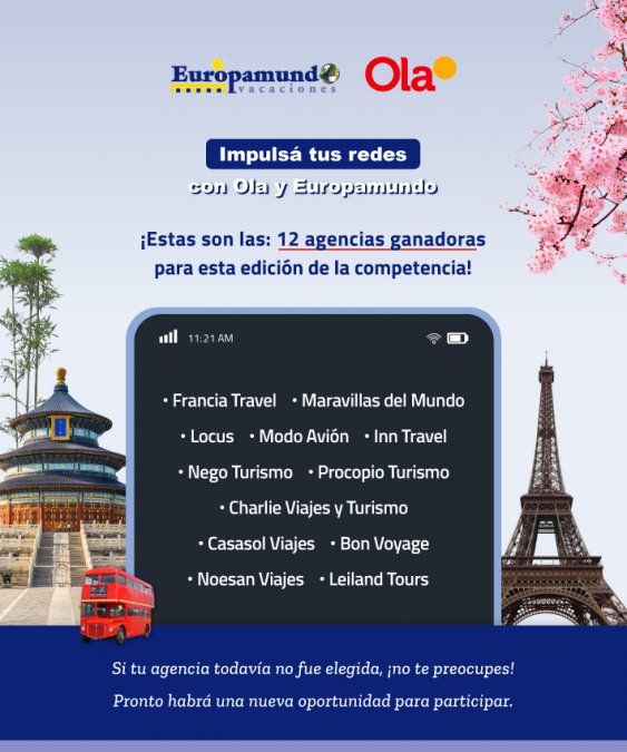 Esta nueva edición del concurso forma parte de las acciones que desarrolla Ola con el objetivo de brindar herramientas a los agencieros para que éstos puedan contar con nuevos conocimientos y, además, generar mayor impulso de consultas y ventas.