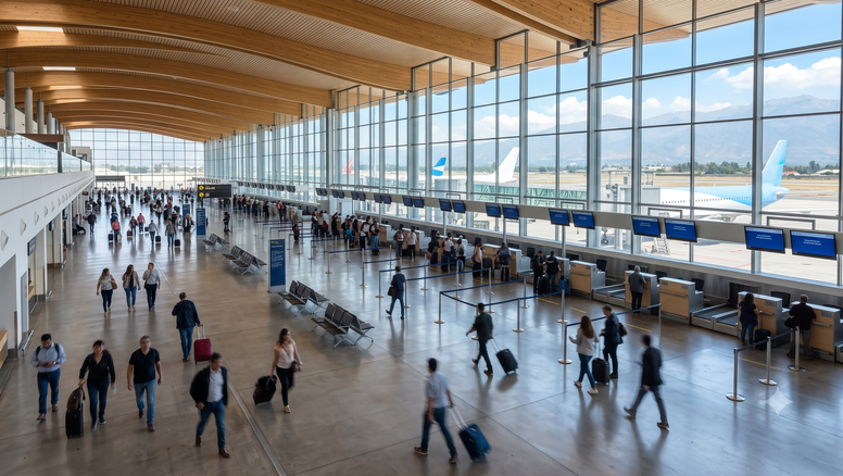 Aeropuerto de Santiago sufre nueva caída de tráfico aéreo.