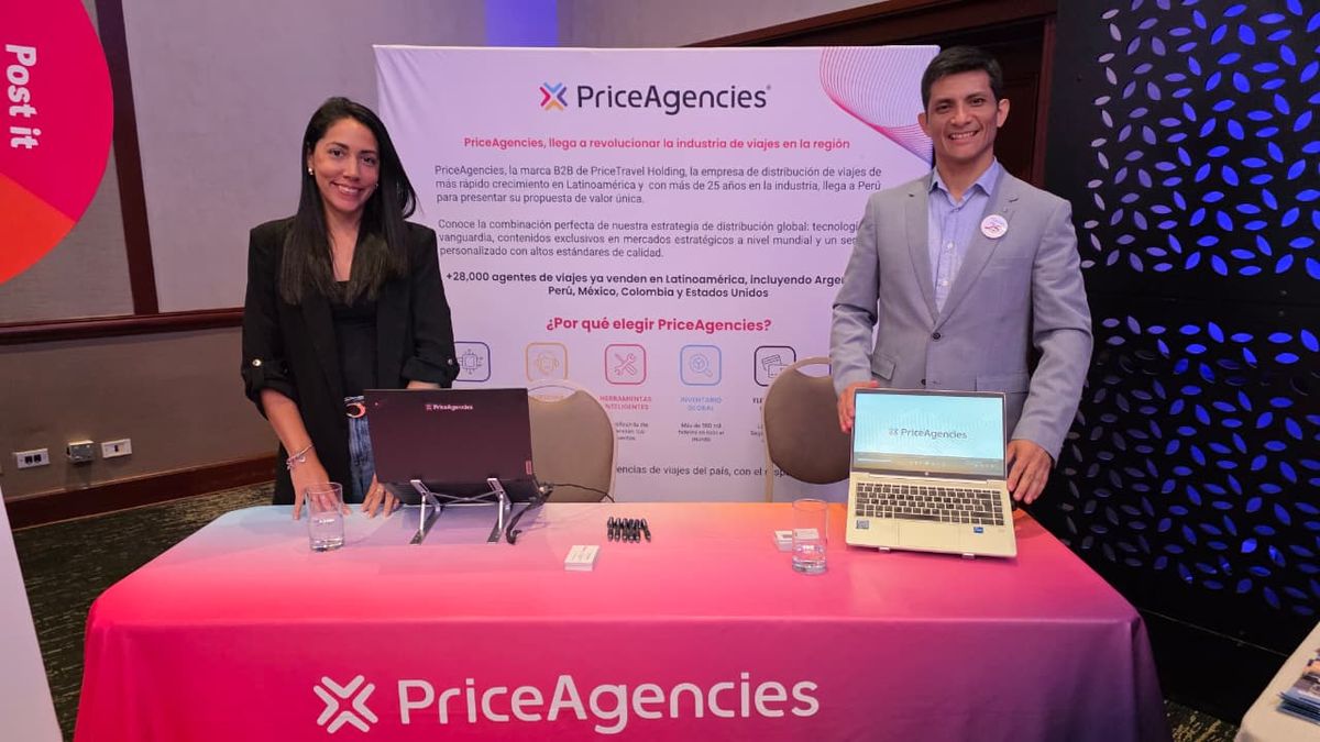 Diana Cuadros, ejecutiva de cuentas B2B junto a Harold Asca, gerente de Desarrollo de negocios de PriceAgencies.&nbsp;