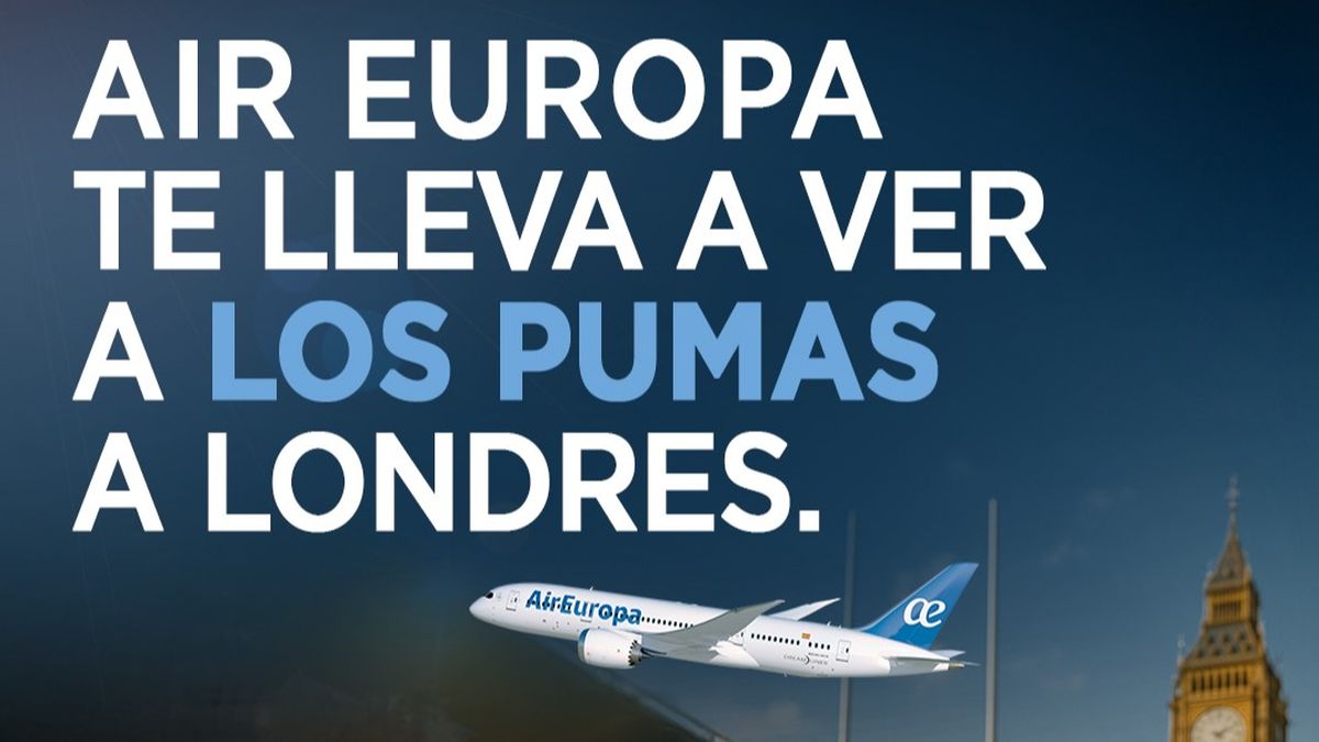 Air Europa lanzó un concurso para ver a Los Pumas en Inglaterra.