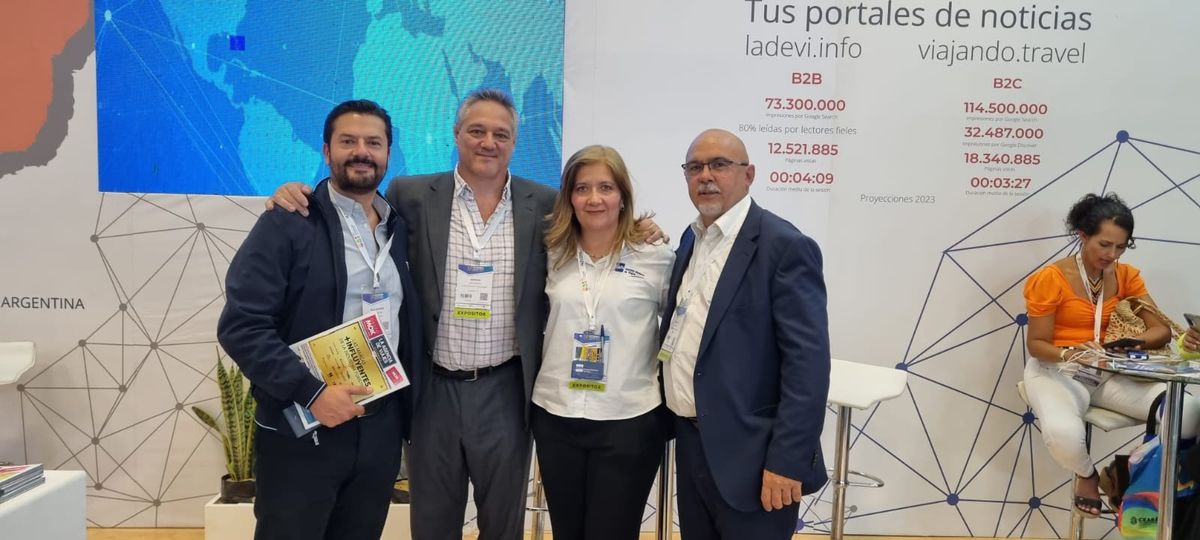 Alejandro Espinosa, Turismo Mundial de Cancún; Adrián González, Ladevi; Irma Espinosa, Sistema Moderno de Viajes de CDMX y Gonzalo Yrurtia, Ladevi.
