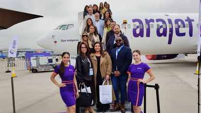 Arajet presentó su Boeing 737 Max-8 Ojos Indígenas al trade local.&nbsp;