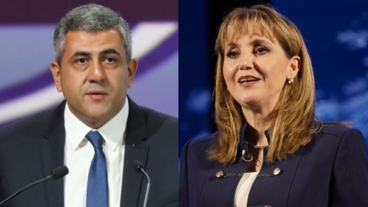 Zurab Pololikashvili, actual secretario general de ONU Turismo, y Gloria Guevara, candidata al cargo.