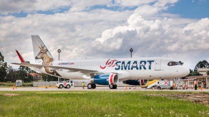 El Huemul es uno de los Airbus A320NEO que forma parte de la flota de JetSmart en Argentina.