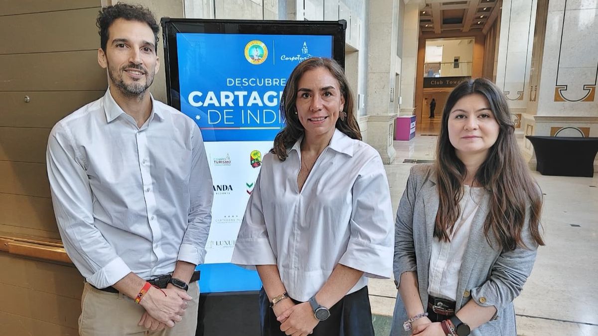 Jairo Aguilera, de la Corporación de Turismo de Cartagena; Tatiana Quintero y Carolina Orjuela, de ProColombia. Jairo Aguilera, de la Corporación de Turismo de Cartagena; Tatiana Quintero y Carolina Orjuela, de ProColombia.