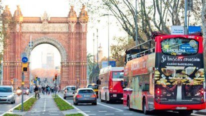 Un autocar turístico en Barcelona.