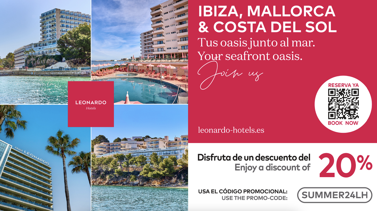 Cartel promocional de descuentos de Leonardo Hotels.