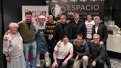 Directivos de Exponenciar, chefs y expositores de Caminos y Sabores presentes en la sede de Fehgra.