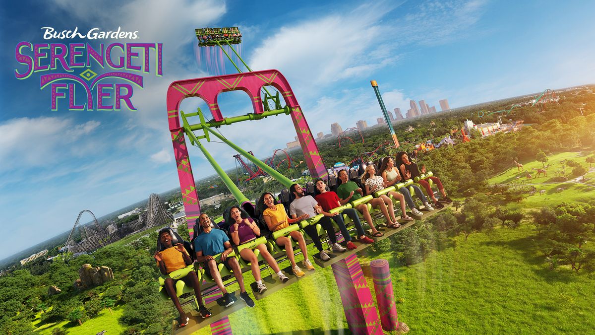 En Busch Gardens Tampa, la gran novedad para 2023 será Serengeti Flyer, una atracción en el estilo screamin’ swing.