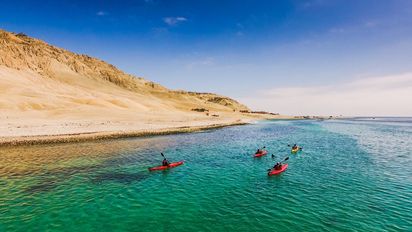 Punta Angamos, zona predilecta para la práctica de kayak, perteneciente a la comuna de Mejillones.