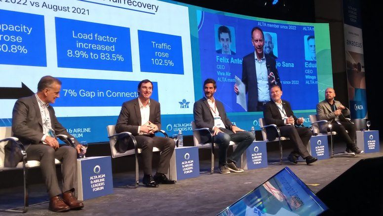 Eduardo Lombana, José Ignacio Dougnac, Félix Antelo, Estuardo Ortiz, y Mauricio Sana, el panel de CEOs de las low cost.