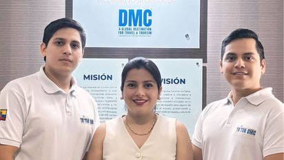 Astrid Calderón, gerente general de Tritón DMC, junto con Ricardo Sánchez Hincapié, y Juan Andrés Calderón.&nbsp;