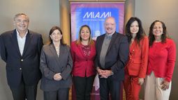 Gonzalo Montero, Maritza Montero; Julissa Kepner, Presidenta del Directorio del GMCVB; David Whitaker, CEO del GMCVB; Carolyn Corrigan, Sales Director Latam del GMCVB; y Melina Martínez, Directora de Marketing y Comunicaciones del GMCVB.