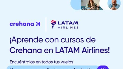 Las ventajas del aprendizaje remoto ahora llegan al asiento del avión gracias a la alianza suscrita recientemente entre Crehana y el Grupo Latam, llevando el conocimiento a las alturas.