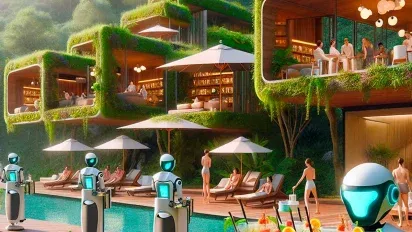 Te mostramos cómo serán los hoteles del futuro según la inteligencia artificial.