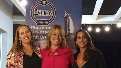 Maria Victoria Granero (HB Exoticos), Yanina Núñez (Euroriente) y Laura Pasquale-Soulreps (Hellenic Travel Network).