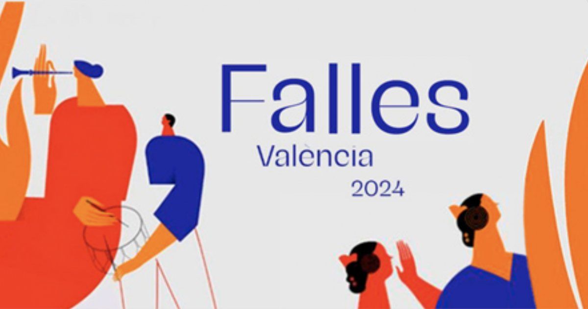 Cartel promocional de Renfe para las Fallas 2024.