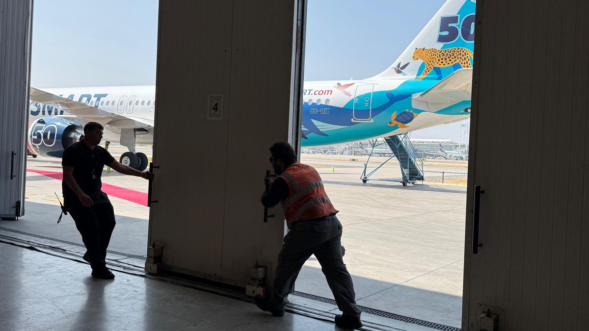 JetSmart mostró su nuevo avión en un evento exclusivo en el Aeropuerto de Santiago.