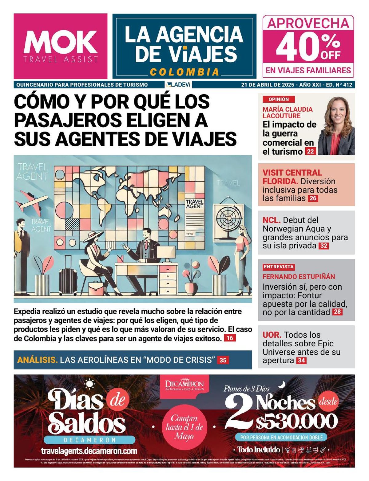Edición #412 de la Revista La Agencia de Viajes Colombia.