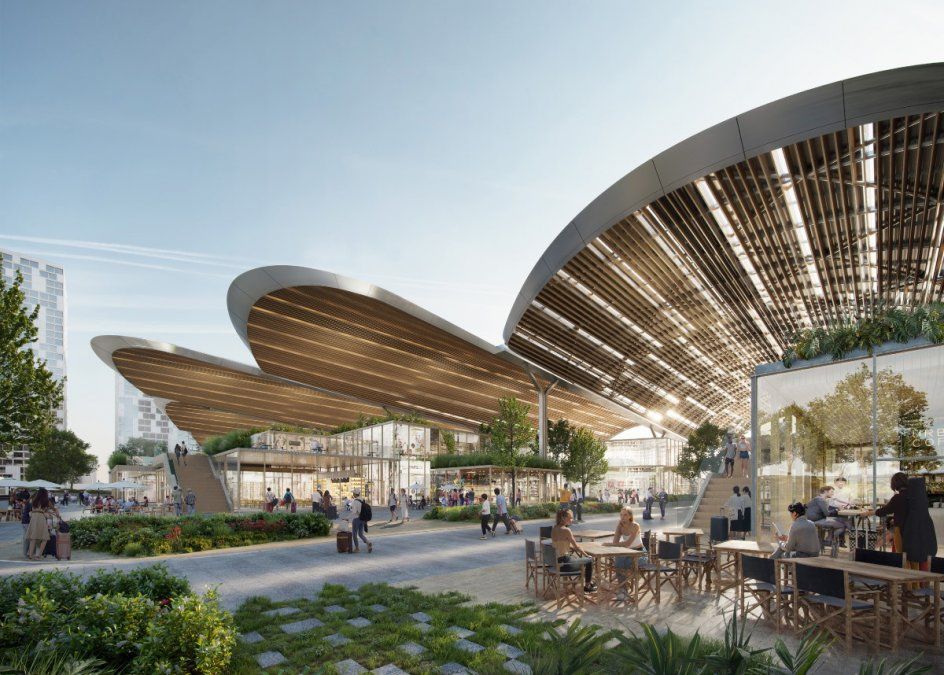 El proyecto está definido por tres elementos: las bóvedas, las terrazas y las torres. Se apuesta así por una estación abierta que promueva el diálogo entre la ciudad y el ferrocarril.