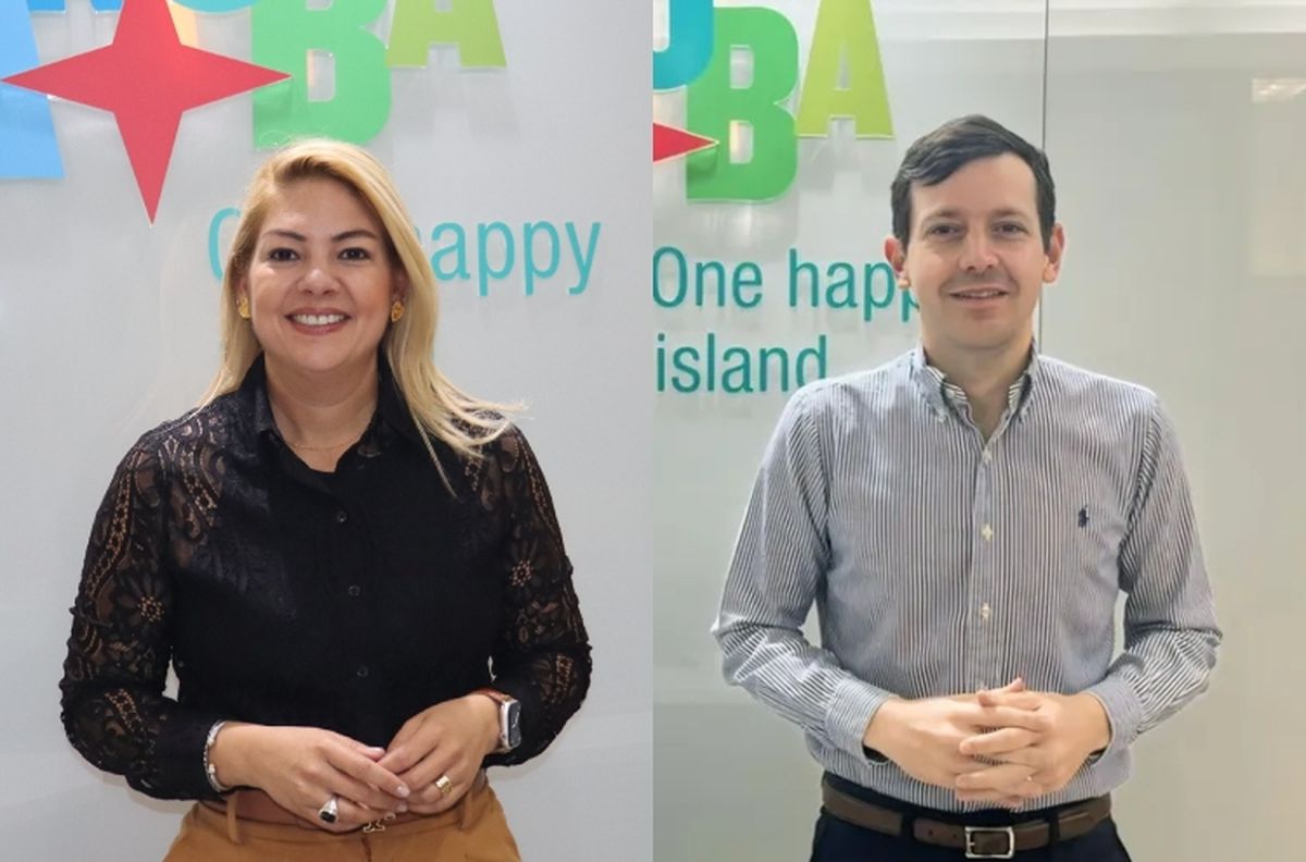 Jo-Anne Arends, Aviation Business Development Executive del Aeropuerto de Aruba y Jordan Schlipken, director para Latinoamérica de la Autoridad de Turismo de Aruba.&nbsp;