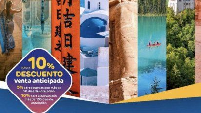 Cartel promocional de Politours y su venta anticipada.