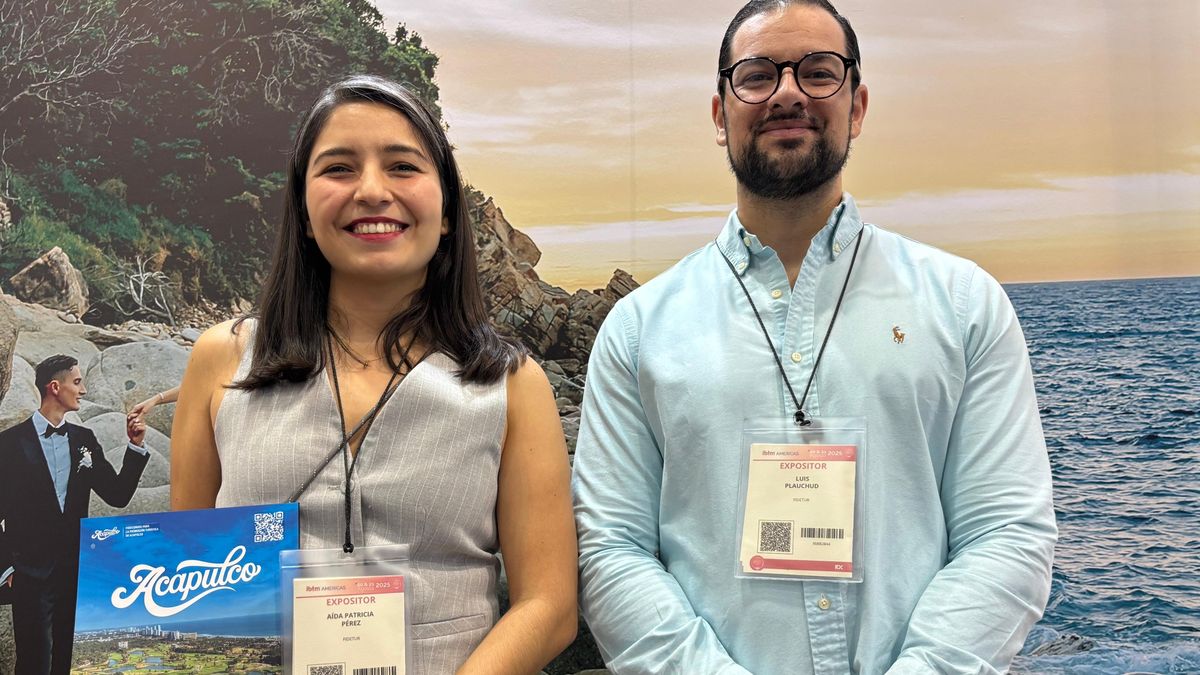 Aída Pérez y Luis Plauchud, representantes de Acapulco&nbsp; en el marco de IBTM 2025.
