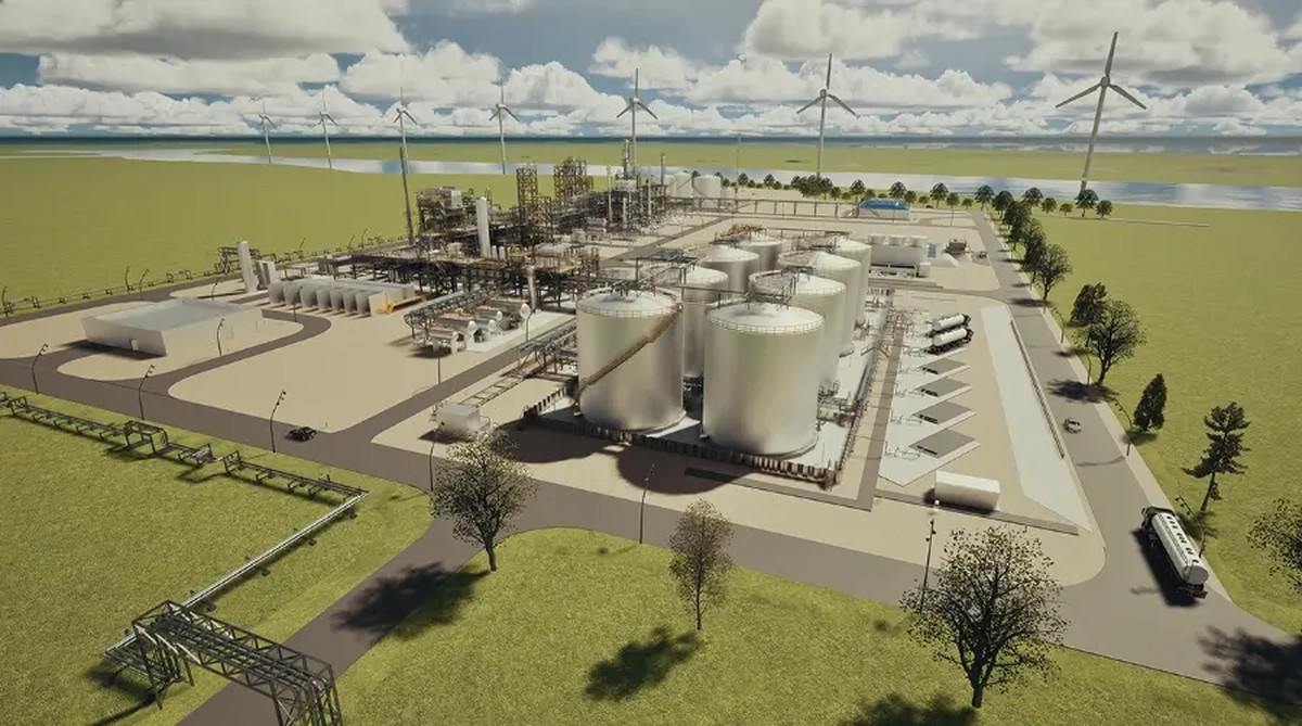 Render del proyecto de la planta de producción de SAF apoyada por KLM.