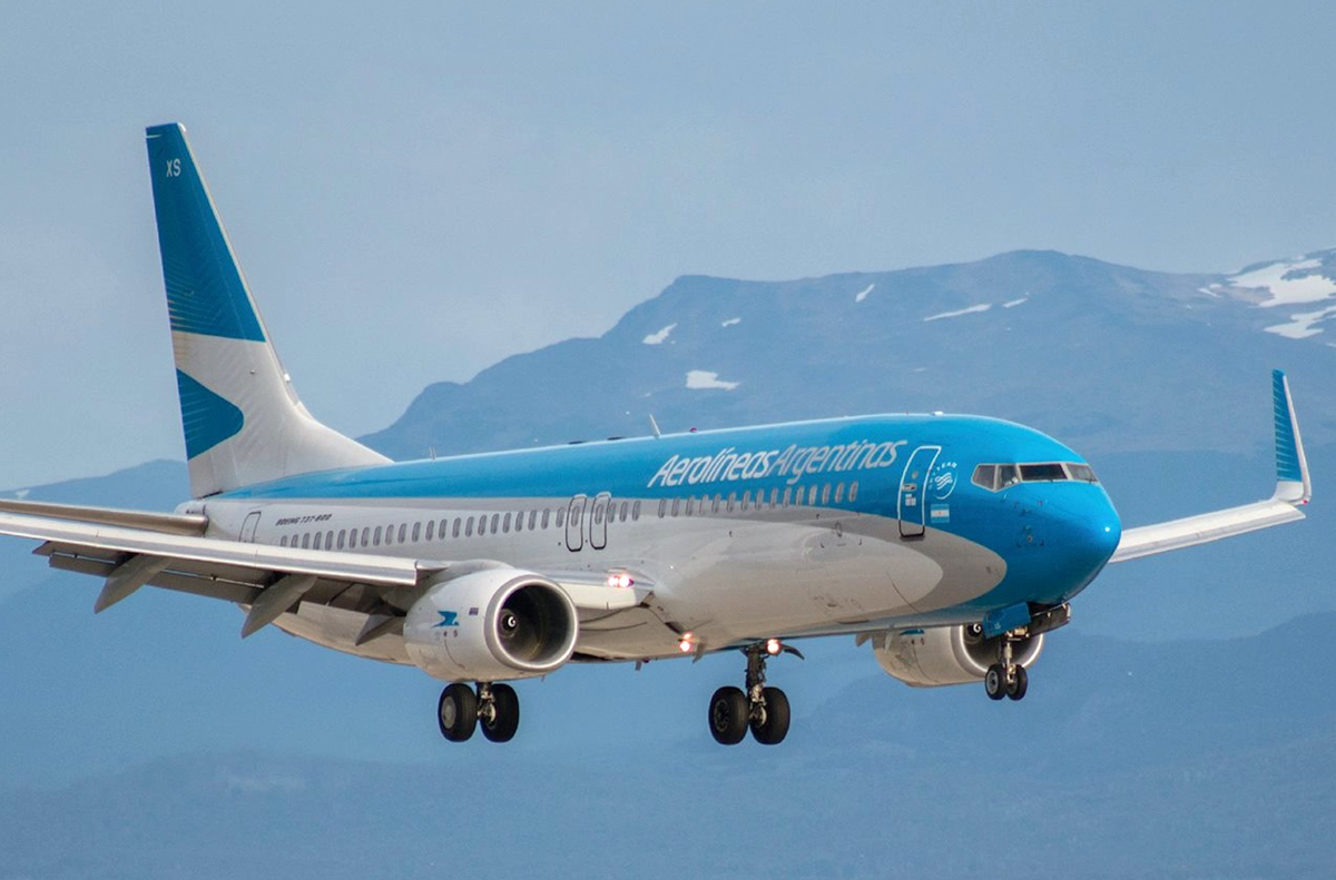 Uno de los aviones que opera vuelos internacionales de Aerolíneas Argentinas.