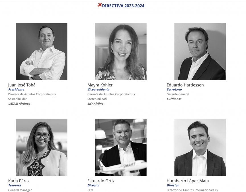 Juan José Tohá (Latam), Eduardo Hardensen (Lufthansa) y Karla Pérez (American Airlines) ocuparán los cargos de presidente, secretario y tesorera. - Ladevi Medios y Soluciones Juan José Tohá (Latam), Eduardo Hardensen (Lufthansa) y Karla Pérez (American Airlines) ocuparán los cargos de presidente, secretario y tesorera.