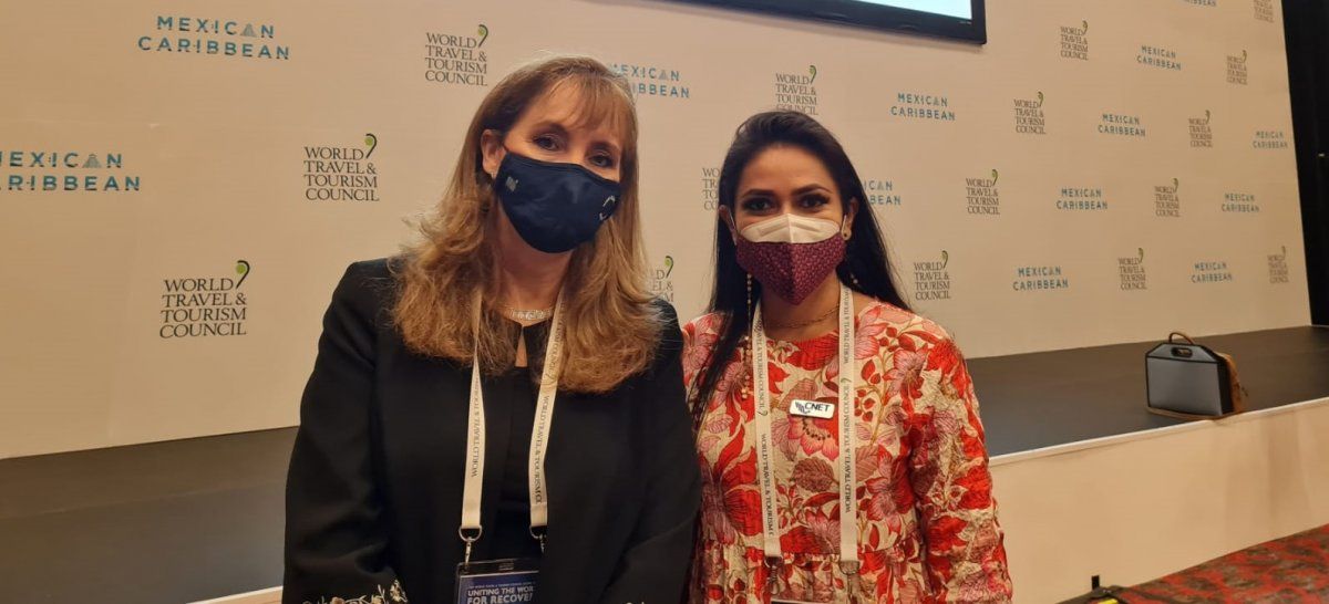 Gloria Guevara Manzo, presidenta y CEO de WTTC; y Mariana Pérez, presidenta nacional de Afeet.