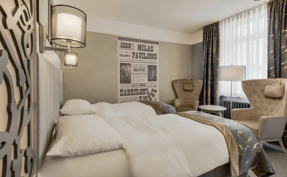 Una de las habitaciones del nuevo Eurostars en Letonia.