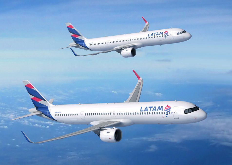 Render de los Airbus A321 de Latam Airlines.