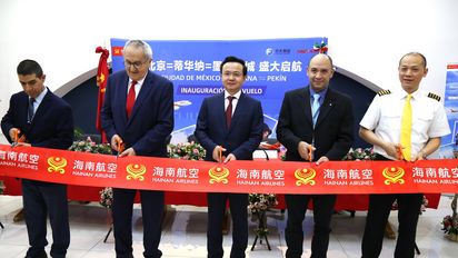 Hainan Airlines estrenó el vuelo Beijing-Tijuana-Ciudad de México.