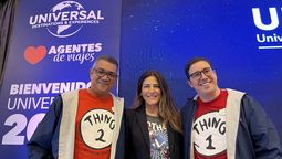 Felipe Hernández y Gabriela Cavalheiro, Manager of Sales Latam y senior Business Development Director Latam de Universal Destinations & Experiences, respectivamente; y Martim Diniz, Business Development Latam de Universal Orlando Resort.