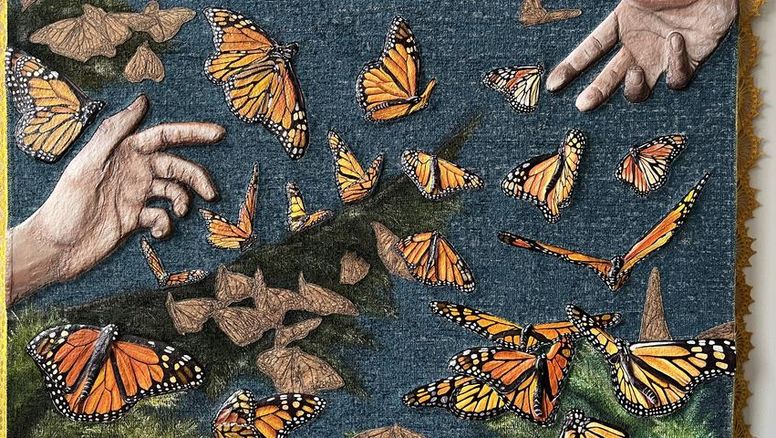 Obra de arte de Yehimi Cambrón obsequiada por Delta Air Lines a Aeroméxico con motivo del 90° aniversario de la aerolínea del Caballero Águila.