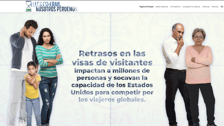 Ellos esperan, nosotros perdemos dice el sitio web lanzado por U.S. Travel Association.