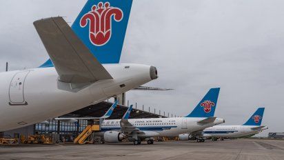 Una hilera de aviones Airbus A319 de China Southern.&nbsp;