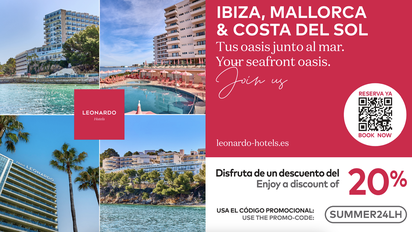 Cartel promocional de descuentos de Leonardo Hotels.