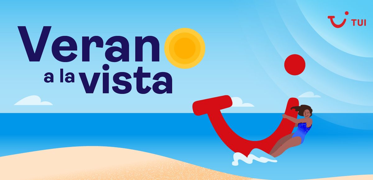El logo de Verano a la vista, una campaña de TUI Spain diseñada para responder a la creciente demanda de viajes.