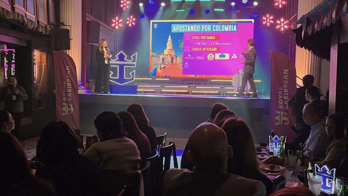 Itzel Valdés, vicepresidenta asociada interina para Latinoamérica y el Caribe, y Martín Parra, gerente de Desarrollo de Negocios para Centroamérica, Caribe y Colombia de Royal Caribbean.