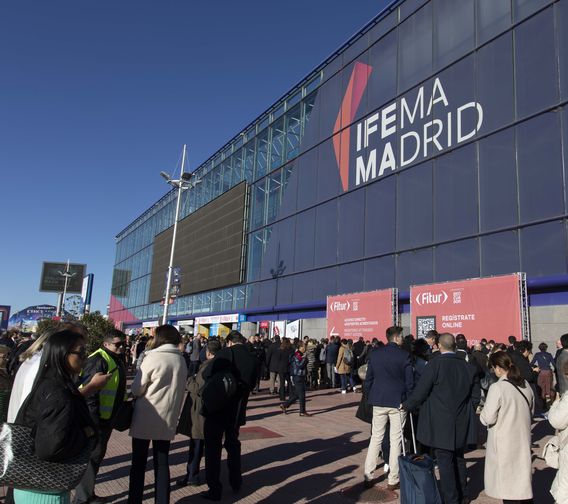 Exterior de IFEMA, lugar donde se desarrollan eventos como Fitur en Madrid.