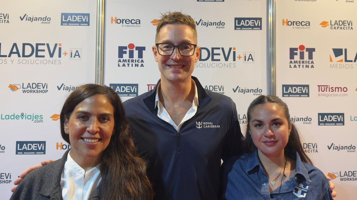 Lara Cordoba, brand manager de Organfur; Lucas Bueno e Itzel Valdes de Royal Caribbean. Lara Cordoba, brand manager de Organfur; Lucas Bueno e Itzel Valdes de Royal Caribbean.