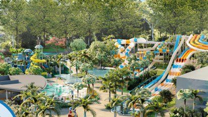 La nueva atracción acuática cuenta con 26 toboganes, bar seco y húmedo, área de carrito de comidas, un mini mercado, camas balinesas y una piscina familiar.