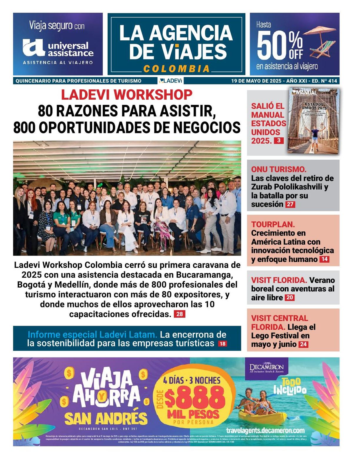 Edición #414 de la Revista La Agencia de Viajes Colombia.