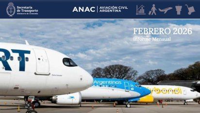 Cubierta del informe estadístico de la ANAC correspondiente al tráfico aéreo de febrero de 2026