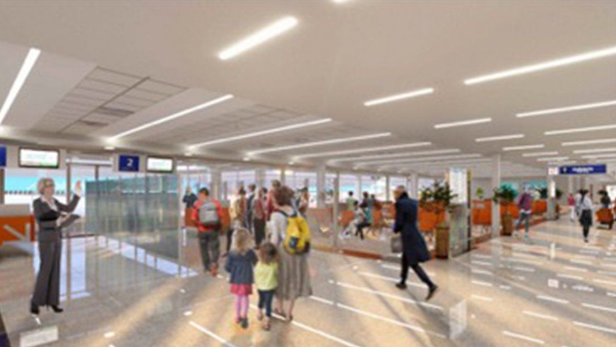 Imagen renderizada: Así se verá el sector de puertas de embarque del nuevo edificio terminal del aeropuerto de Salta.