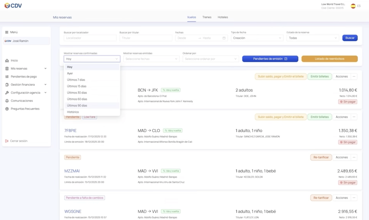 Imagen de la nueva plataforma actualizada de CDV.