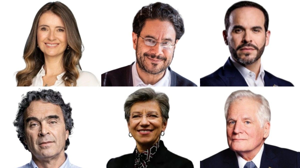Paloma Valencia; Iván Cepeda; Abelardo de la Espriella; Sergio Fajardo; Claudia López; Miguel Uribe Londoño, candidatos a la Presidencia de la República 2026.